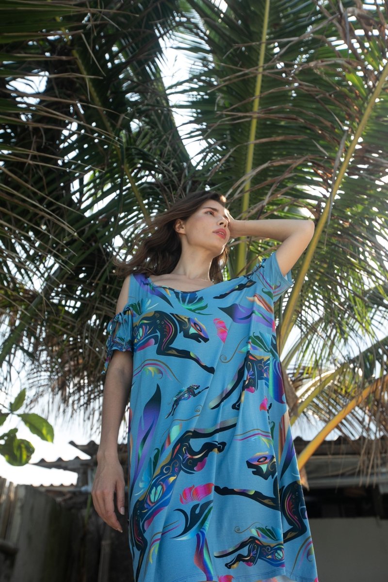 Vestido azul de gato