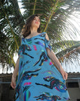 Vestido azul de gato