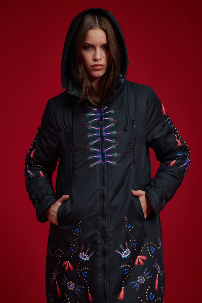 Heart Black Winter Coat &amp; Free Bag!