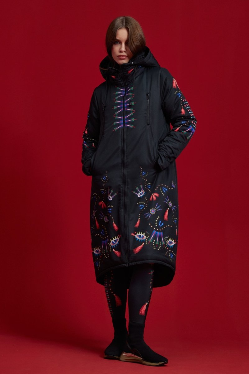 Heart Black Winter Coat &amp; Free Bag!